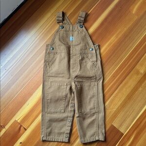 Carhartt Baby Overalls Duck Canvas Double Knee 18M Brown Boy Girl Snap Cotton